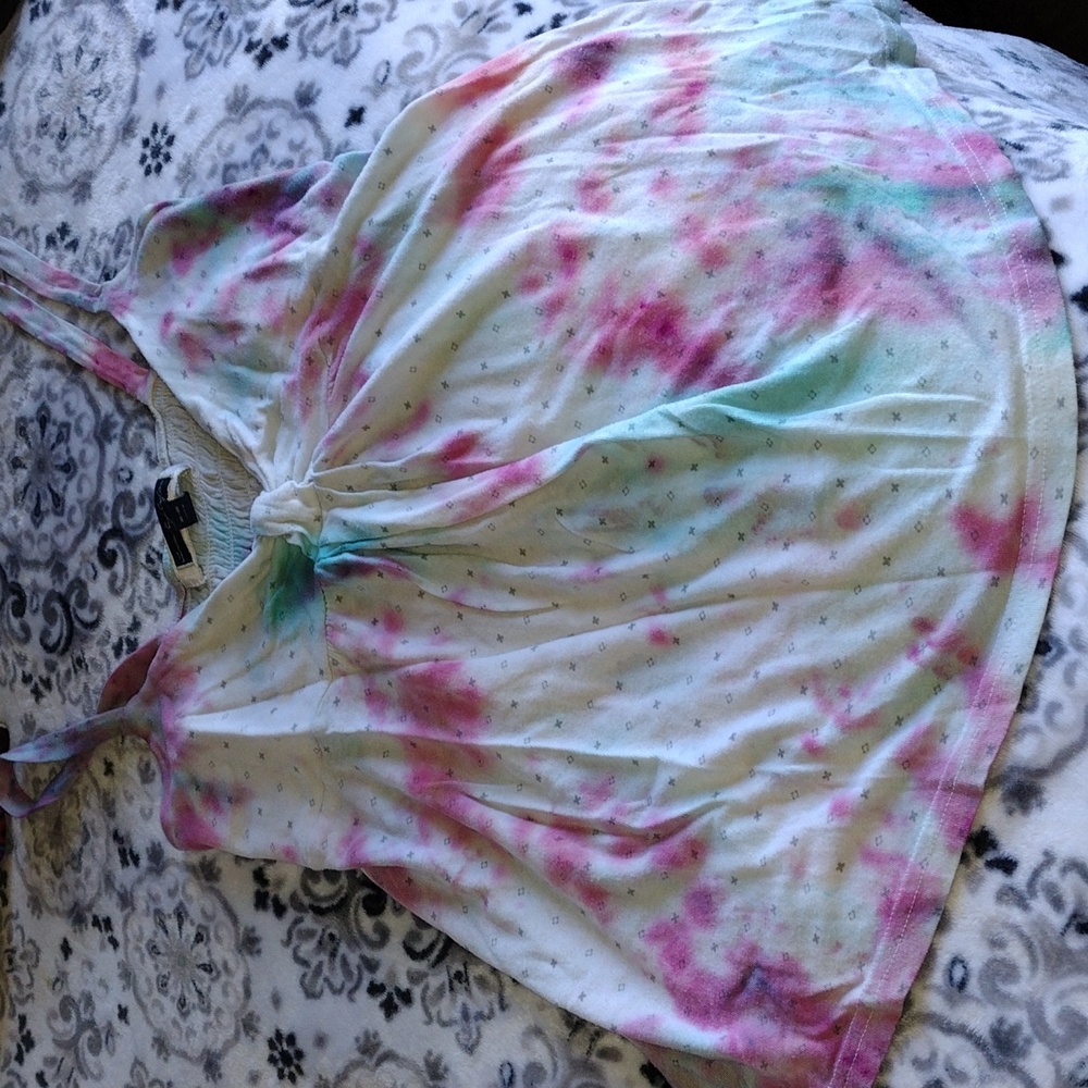 American Eagle Babydoll Tie-Dyed Spaghetti Strap Ruched Back Top Sz M